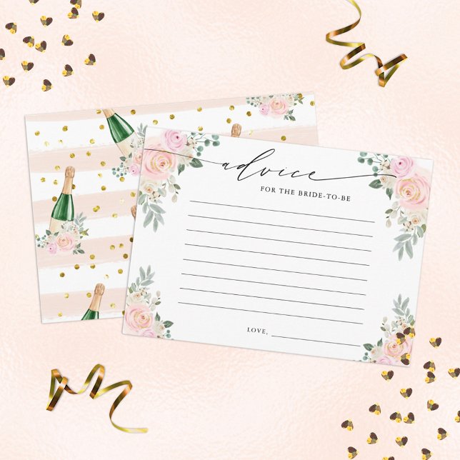 Advice The Bride To Be Champagne Floral Enclosure Card (Creator Uploaded)