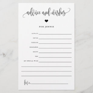 Advice & Wishes, Bridal Editable Advice Paper Card
