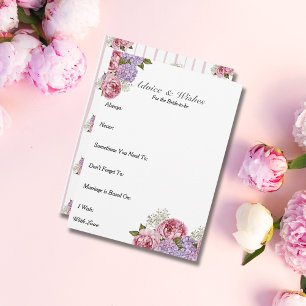 Advice & Wishes  Bridal shower Peony hydrangea