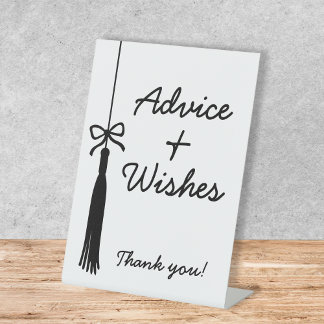 Advice & Wishes Coquette Bow Black & White Pedestal Sign