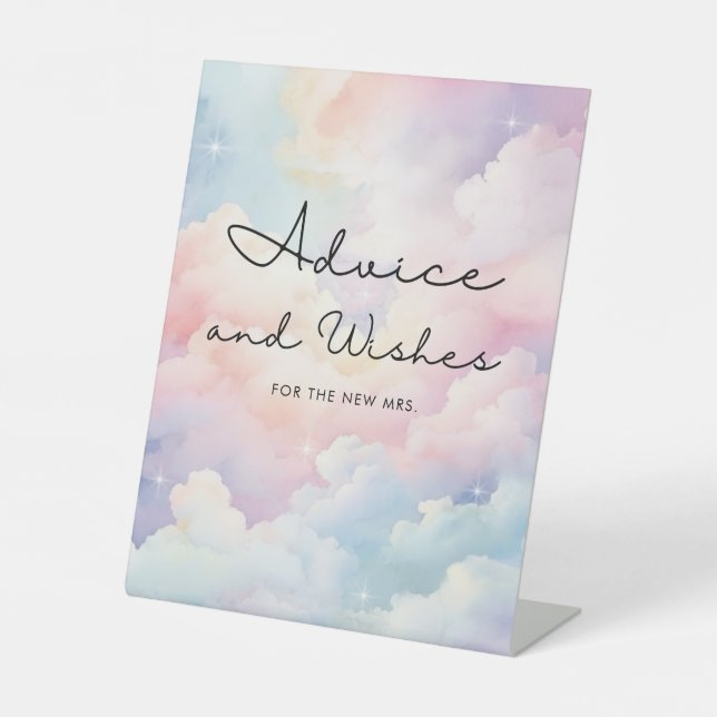 Advice & Wishes Dreamy Clouds Sky Bridal Shower Pedestal Sign (Front)