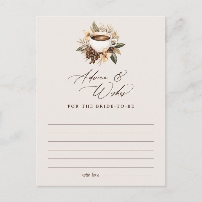 Advice & Wishes Floral Coffee Bridal Shower Game Postcard (Front)
