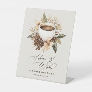Advice & Wishes Floral Coffee Bridal Shower Pedestal Sign