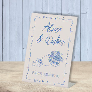 Advice & Wishes For Bride Flower Bridal Shower Pedestal Sign