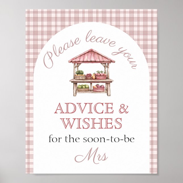 Advice Wishes Pink Country market Bridal Shower Poster (Front)