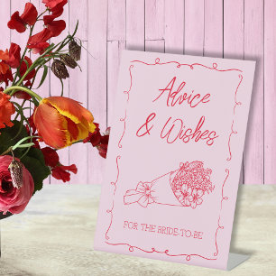 Advice & Wishes Pink Farmer's Market Bridal Shower Pedestal Sign