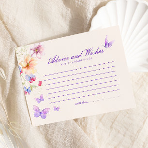 Advice & Wishes Purple Butterflies Bridal Shower Enclosure Card