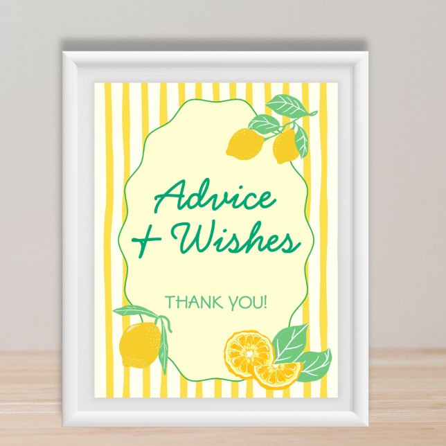 Advice & Wishes Yellow Green Lemon Graduation  Poster (Advice & Wishes Yellow Green Lemon Graduation Poster)