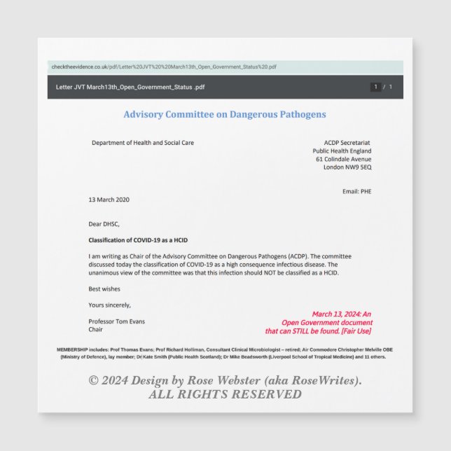 Advisory Committee by RoseWrites Magnetic Card (Front)