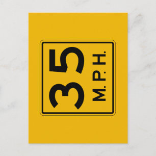Advisory Speed English, Traffic Warning Sign, USA Postcard