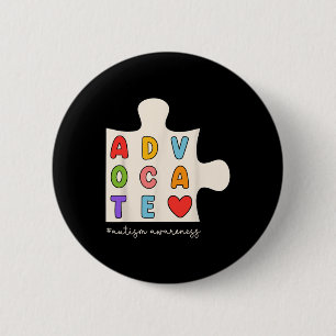 Advocate Groovy Puzzle Piece Autism Awareness Supp 6 Cm Round Badge