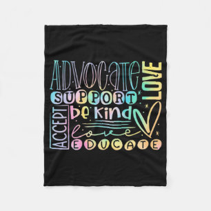 Advocate Love Support Accept Be Kind Autism Awaren Fleece Blanket