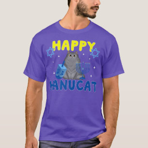 AdYG Happy Hanucat Funny Hanukkah Cat Lover Jewish T-Shirt