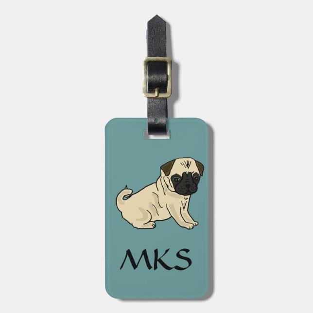 AE- Awesome Pug Cartoon Luggage Tag (Front Vertical)