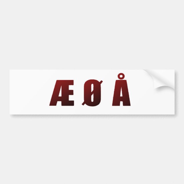 Æ Ø Å BUMPER STICKER (Front)