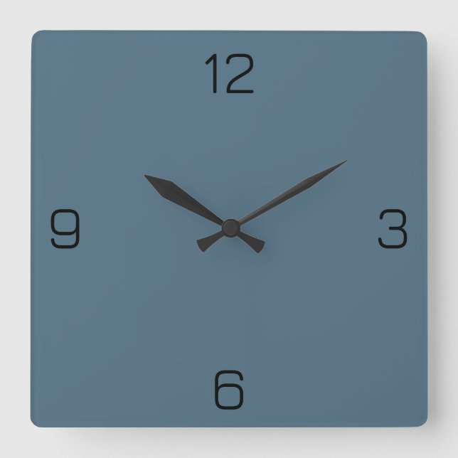 Aegean Blue 4E6E81 Colour - Option to Add Name Square Wall Clock (Front)