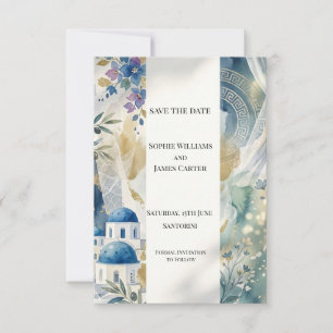 Aegean Blue Santorini Save The Date Card