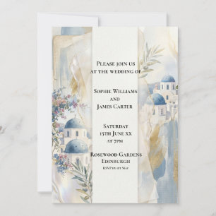 Aegean Blue Santorini Wedding Invitation