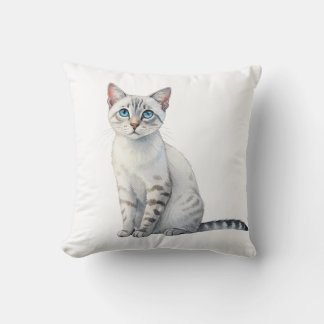 Aegean cat with striking blue eyes cushion