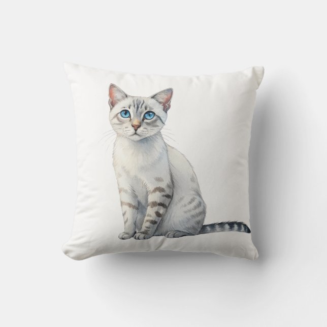Aegean cat with striking blue eyes cushion (Front)