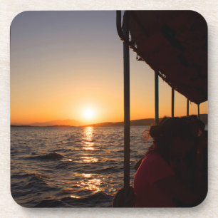 Aegean lifestyle on boat at sunset in summer coaster