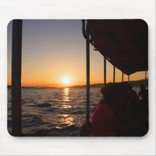 Aegean lifestyle on boat at sunset in summer mouse mat