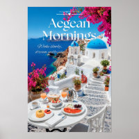 Aegean Mornings Santorini Blue Dome Scenic Art