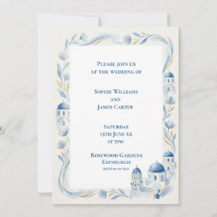 Aegean Santorini Border Wedding Invitation