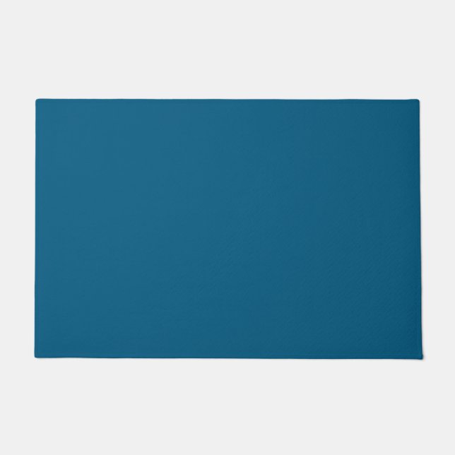 Aegean Sea Blue Solid Colour Print Doormat (Front)