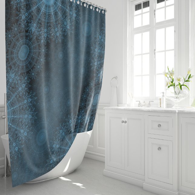 Aegean Sparkling flower art in the night sky Shower Curtain (Creator Uploaded)