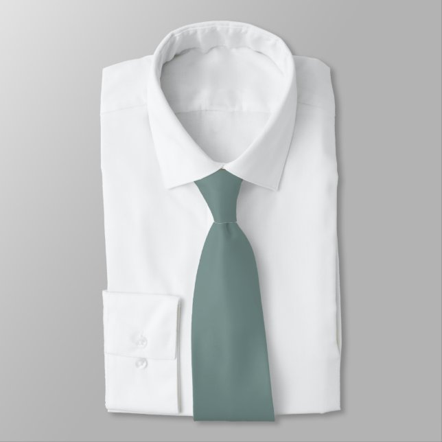Aegean Teal Blue Green Grey Solid Colour Design  Tie (Tied)