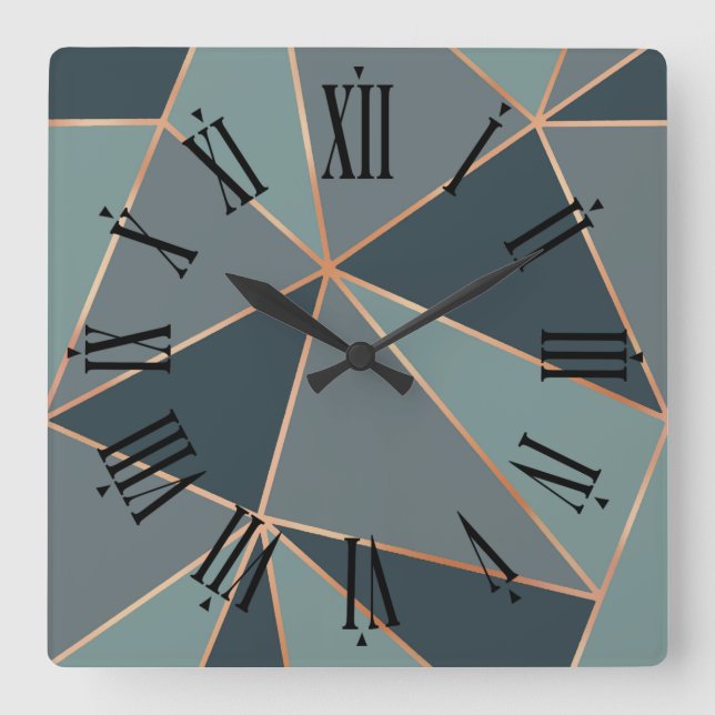 Aegean Teal Nocturne Blue American River Gray Square Wall Clock (Front)