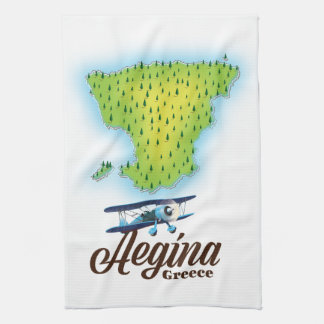 Aegina Greece island map Tea Towel