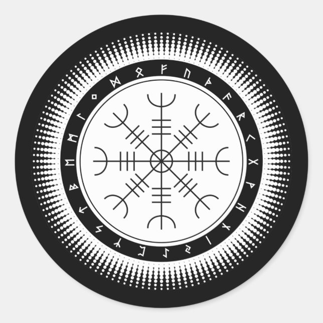 Aegishjalmr Halftone Sticker (Round) (Front)