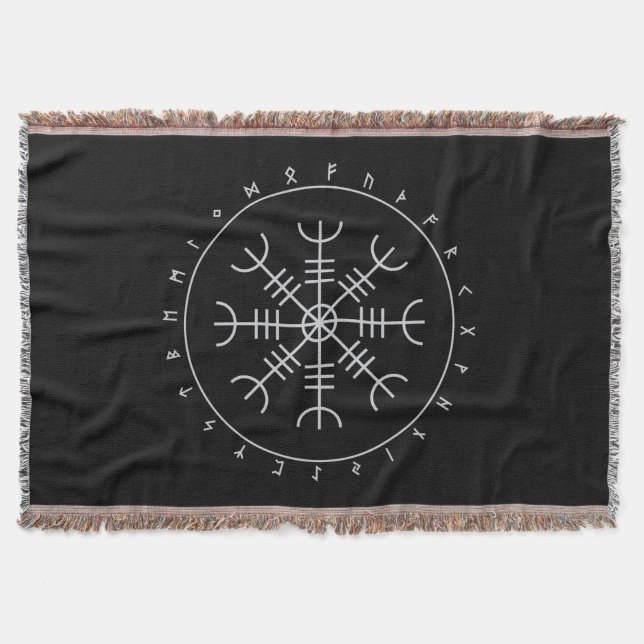 Aegishjalmr Runes Throw Blanket (Front)