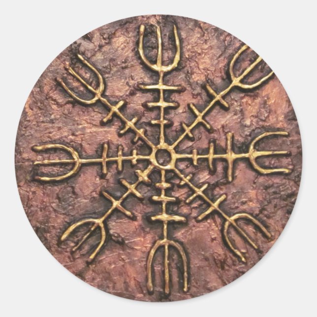 Ægishjálmr – Viking Helm of Awe Norse Protection Classic Round Sticker (Front)