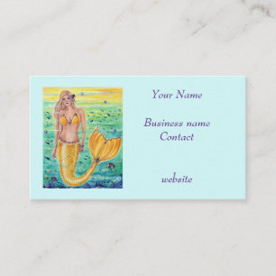 Aelia Yellow mermaid art By Renee L. Lavoie Business Card