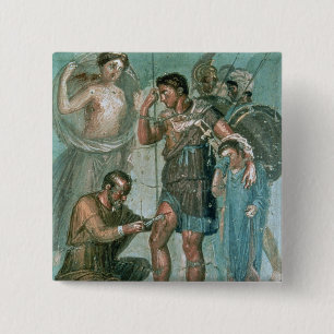 Aeneas injured, from Pompeii 15 Cm Square Badge
