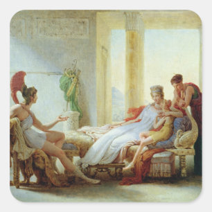 Aeneas telling Dido of the Disaster at Troy Square Sticker