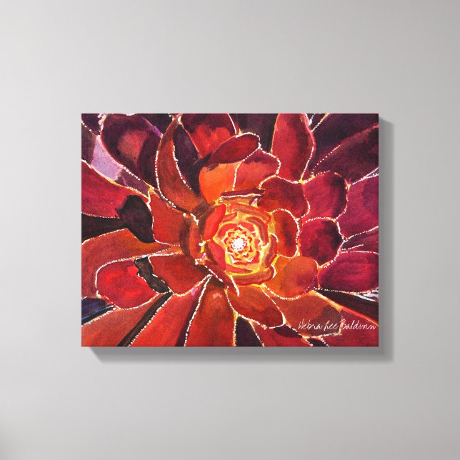 Aeonium 'Zwartkop' Watercolor Canvas Print (Front)