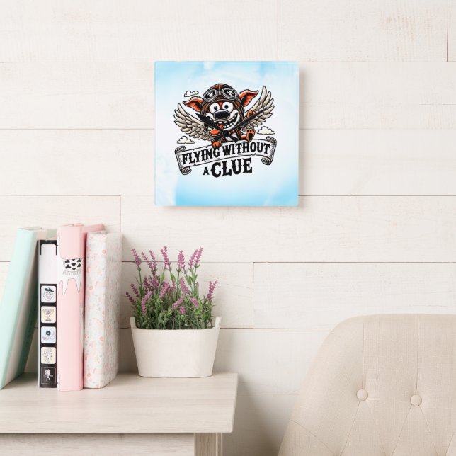 Aerial Antics Square Wall Clock (Reading Room)