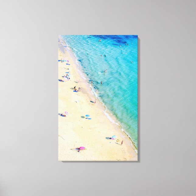 Aerial Beach Photo, Turquoise Vertical Canvas  Print (Front)