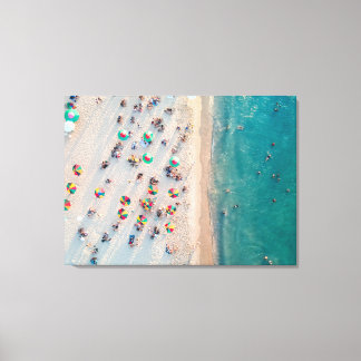 Aerial Beach Photo, Umbrellas on a Sandy Beach Canvas Print