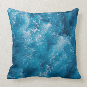 Aerial Blue Ocean Waves Crashing Cushion