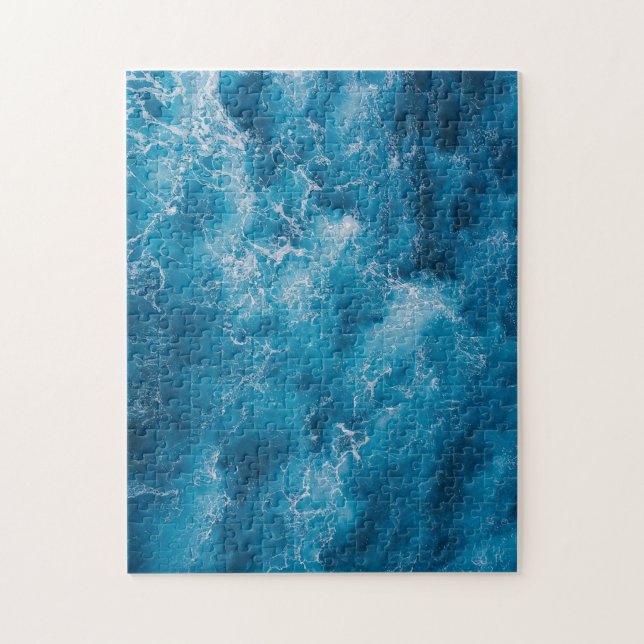 Aerial Blue Ocean Waves Crashing Jigsaw Puzzle (Vertical)