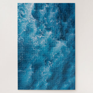 Aerial Blue Ocean Waves Crashing Jigsaw Puzzle