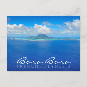 Aerial Bora Bora, French Polynesia text postcard