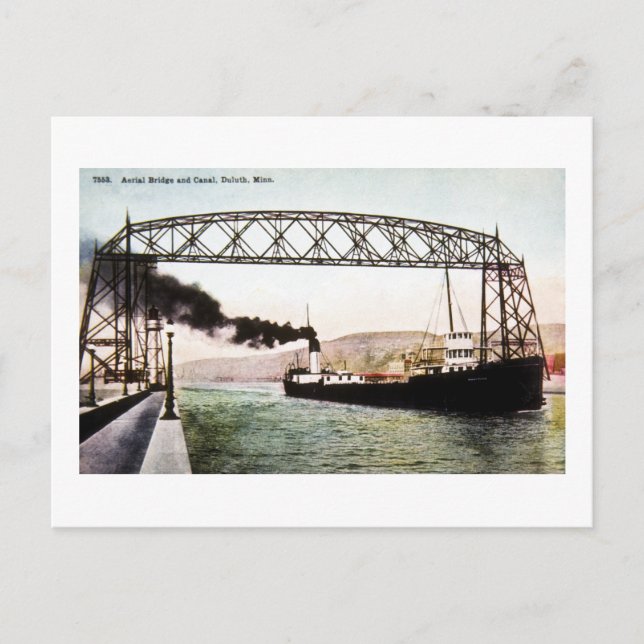 Aerial Bridge and Canal, Duluth, Minn. Postcard (Front)