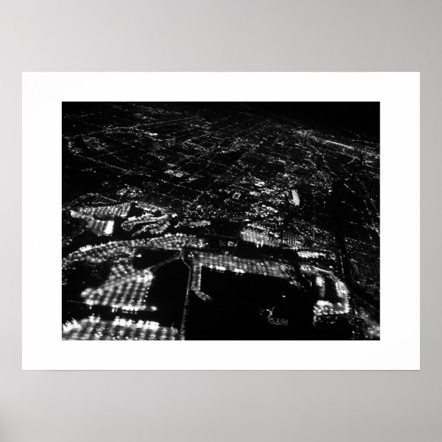 Aerial California Black and White Photography Poster (Front)