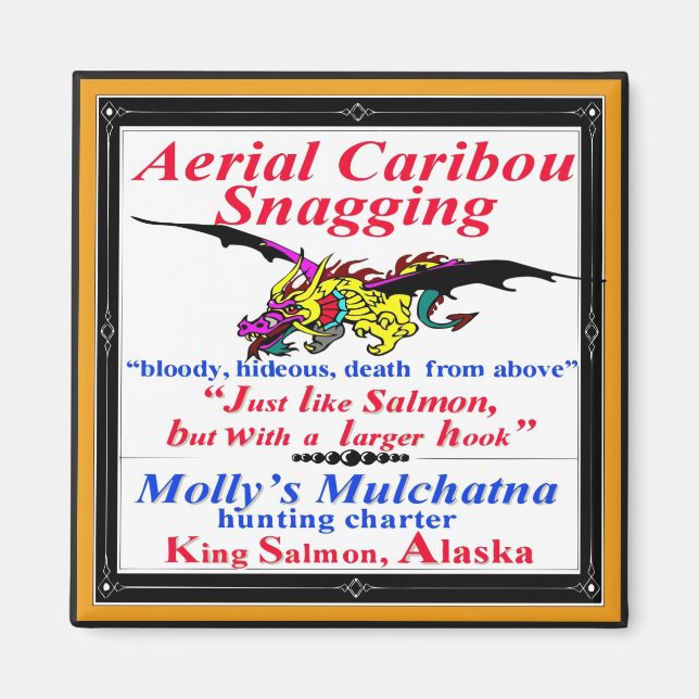 Aerial Caribou Snagging Mulchatna Alaska Magnet (Front)